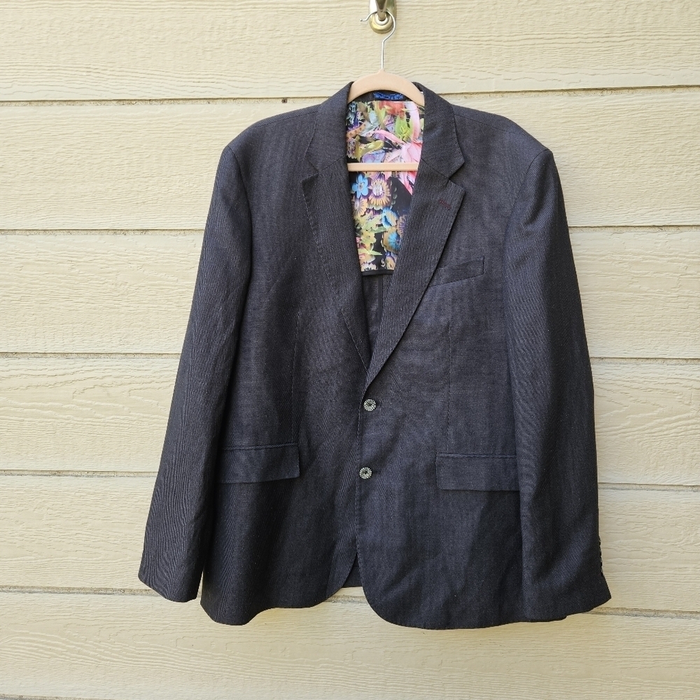 Robert Graham dark gray textured sport coat size 46 wool blend